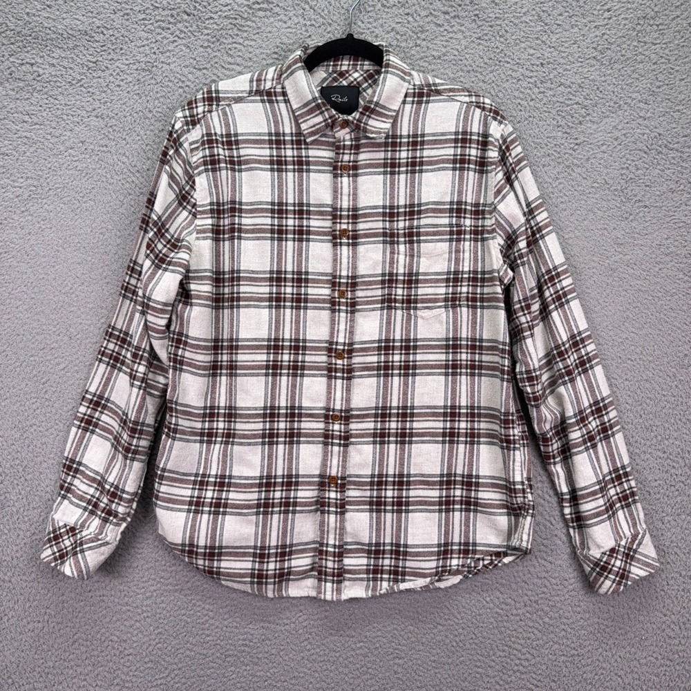 Rails Top Womens M Gray Plaid Sussex Flannel Butto Shirt Ranch Country Preppy
